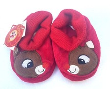 Rudolph the Red Nosed Reindeer S-3/4 Sock Top Slippers Toddler 50 Year Ann. 2014