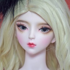 1/3 BJD Doll 24 inch Height Doll with Black Dress Curly Wig Grey Eyes Full Set