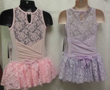 Danshuz Girls Laceback Dance Dress 2 colors nylon spandex 2736C bow back ruffles