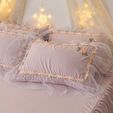 2x Lace Ruffles Pillow Case Covers Throw Pillow Case Splice Frill Bedding Decor
