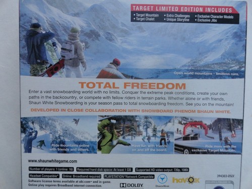 Shaun White Snowboarding Target Editi Sony PlayStation 3 PS3 NTSC USA NEW SEALED - Picture 4 of 5
