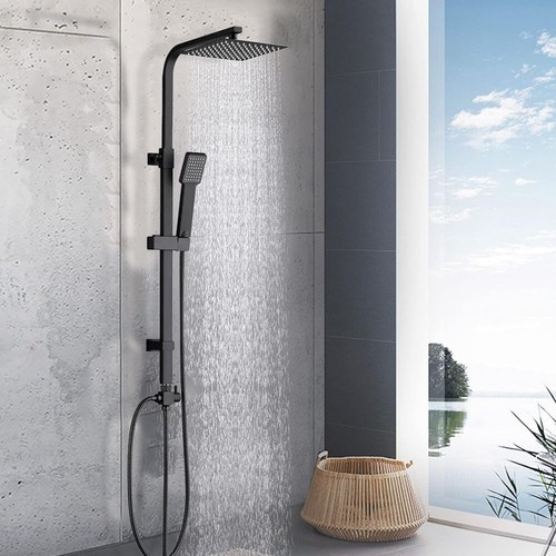 Shower Kit with Shower Heads Hose Adjust Riser Rail Round/Square Bathroom Set - Picture 4 of 19