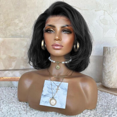 Pre Plucked Wigs Black Bob Straight 180% Density Human Hair  display picture 2
