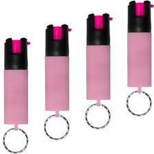 Police Magnum Mini Pepper Spray Self Defense- 4 Pack .50 oz Key Ring PINK Sleeve