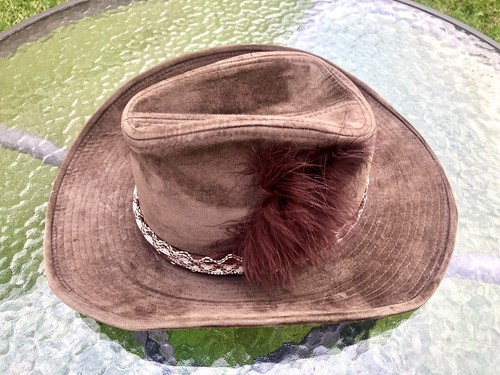 Sombrero de Vaquero Western YA De Colección - Marrón Con Pluma - Talla L - Imagen 7 de 8