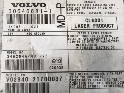 MÓDULO DE UNIDAD DE REPRODUCTOR DE CD MINI DISCO VOLVO XC90 03-07 MINIDISC 36050096 30646681 - Imagen 6 de 6