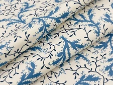 Schumacher Mid Scale Botanical Print Fabric- Sprig Afternoon Blue 3.60 yd 177832