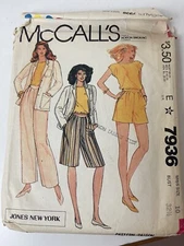Vintage McCall's Pattern Jones New York Outfit Jacket Pants Culottes Cut Sz 10