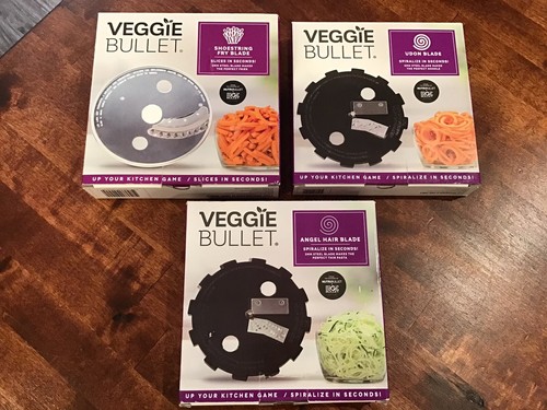 New VEGGIE BULLET Blade Set, THREE (3) Blades, Shoestring Fry , Udon, Angel Hair