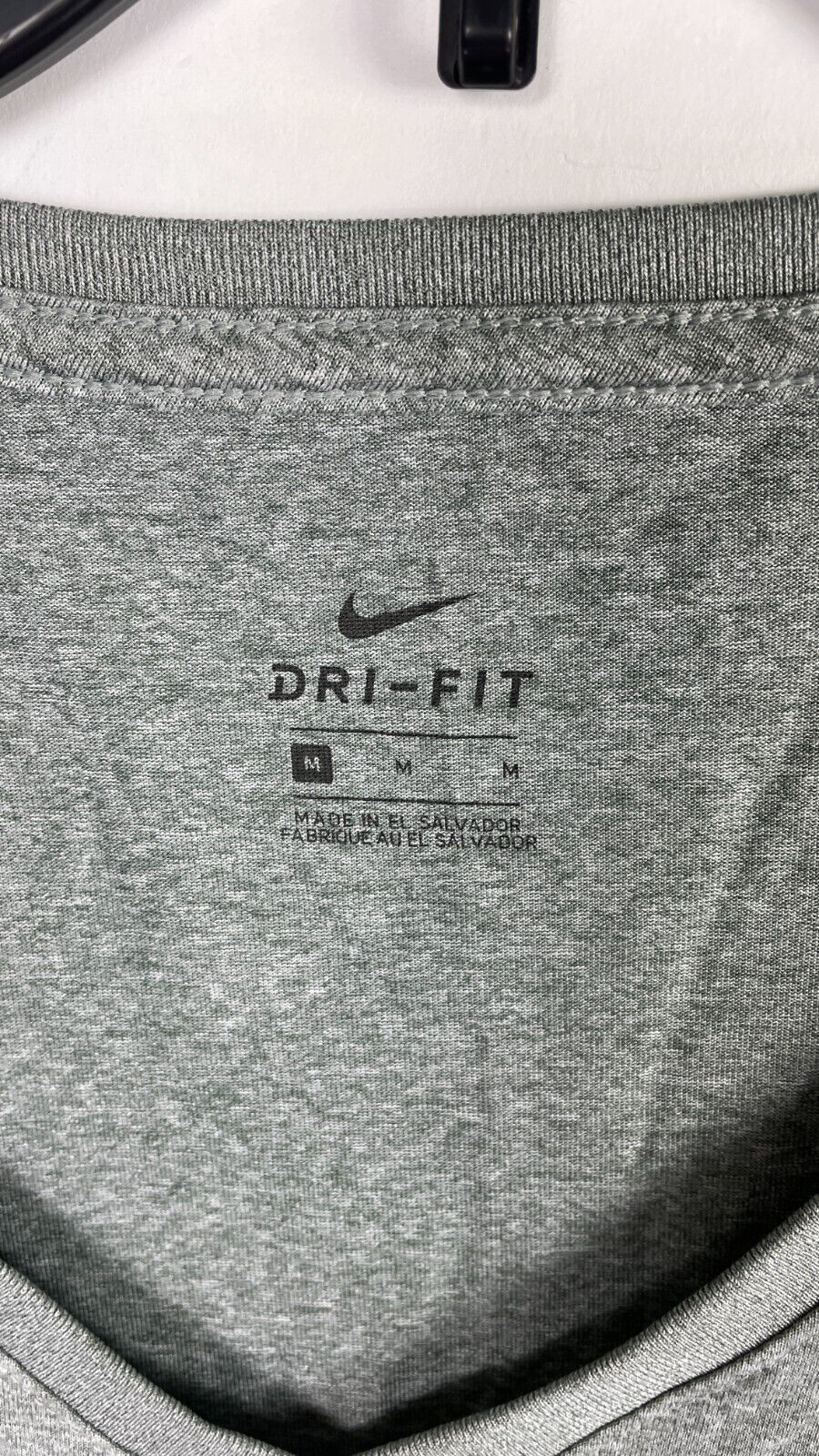 Nike Dri-Fit Womens V Neck Tee Swoosh Size M Solid Gray Stretch | eBay