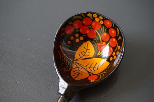Russian Khokhloma Hohloma Wooden Spoons Lot of 2 Lacquer Hand Painted - Picture 2 of 17