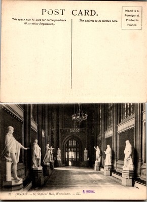 London St Stephen s Hall Westminster LL Architecture Postcard 15