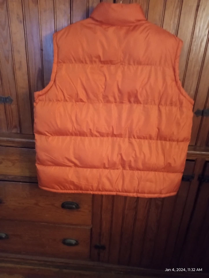 US POLO ASSOCIATION MEN'S BRIGHT ORANGE PUFFER VEST ZIP FRONT XL — 第 3/4 张图片