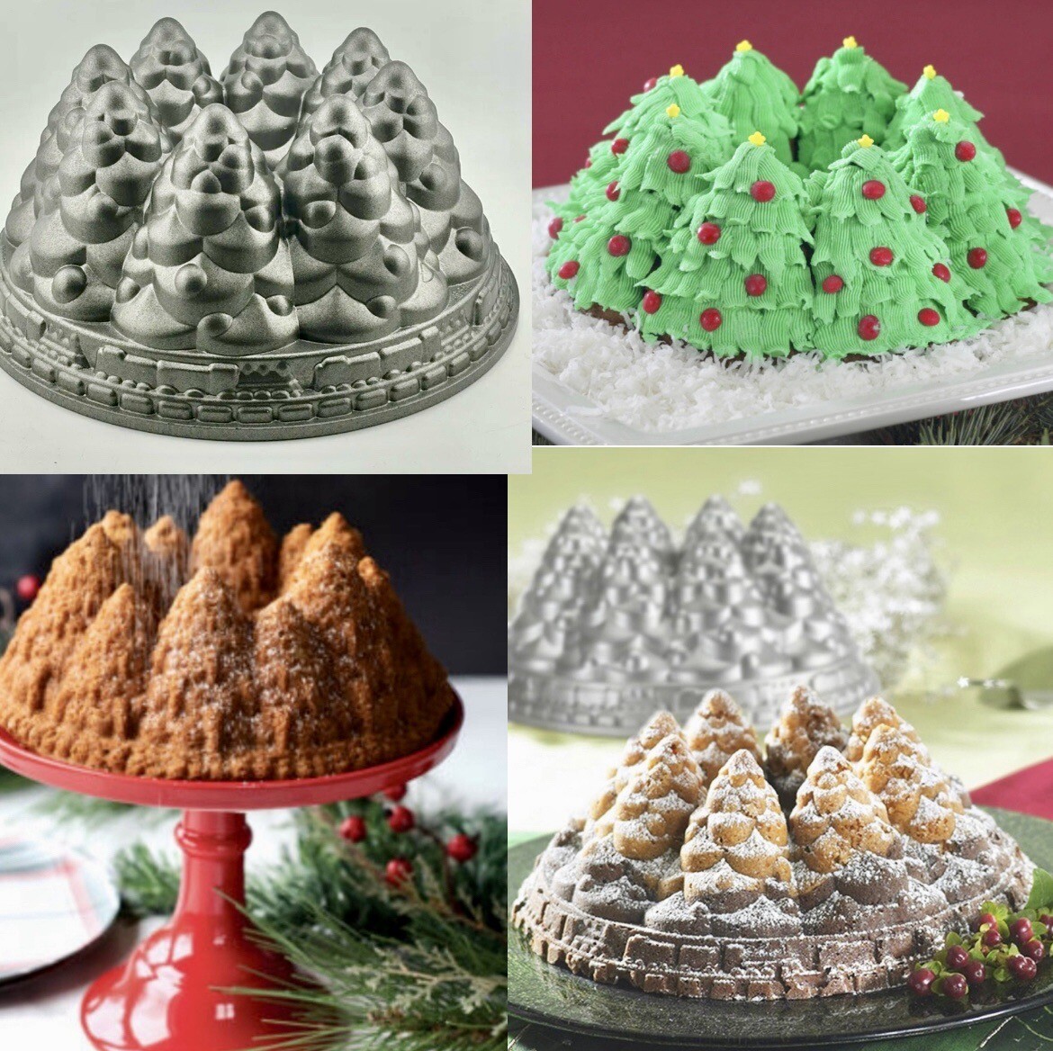 Nordic Ware Christmas Tree Shape Green Holiday Tree Bundt Pan Cast Aluminum  USA