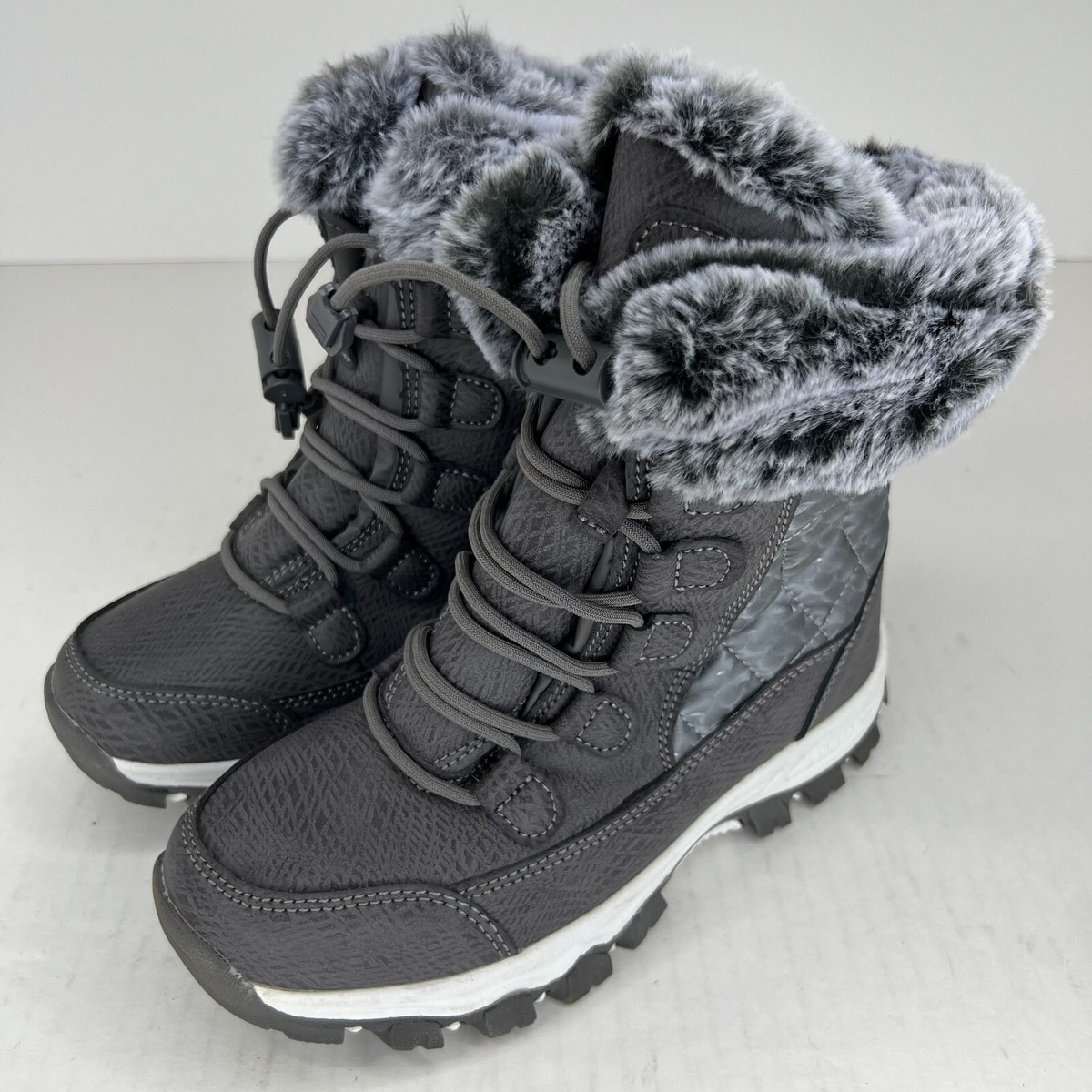 Hobibear Womens AW7772 Gray Anti-Slip Waterproof Fur Lined Size 35