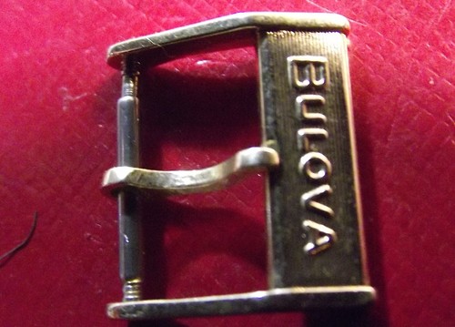 BULOVA - RARE VINTAGE GOLD COLOR BUCKLE 14/16/18 mm INSIDE - SWISS MADE - Imagen 2 de 8