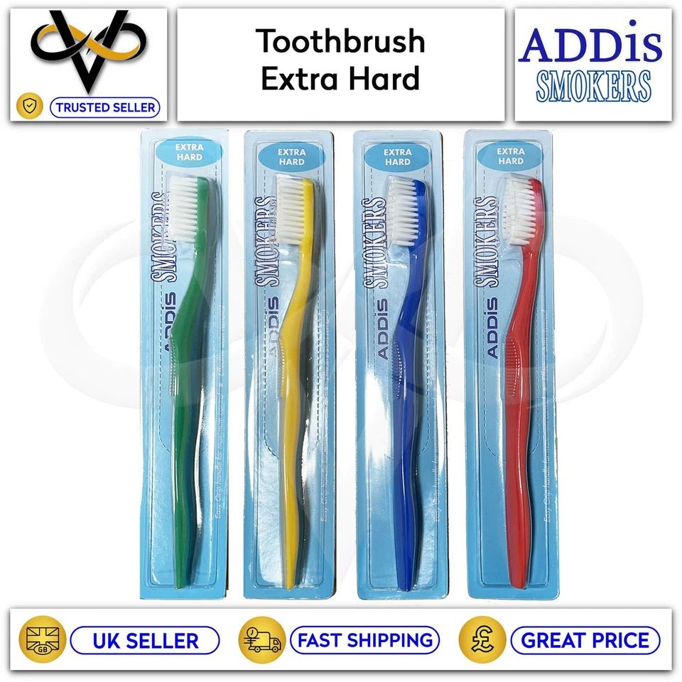 Addis Smokers Extra Hard Toothbrush Effective Food Stain And Tobacco Remover