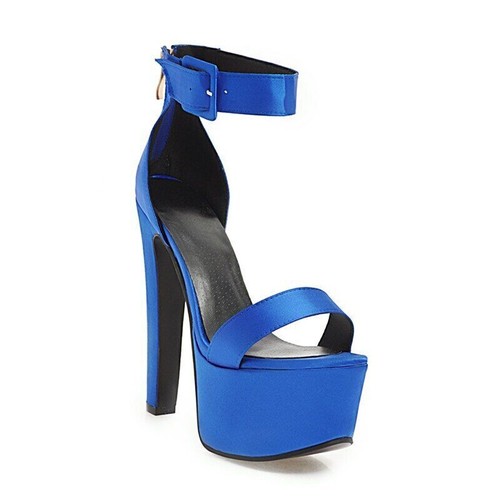 Women Platform High Heels Sexy Sandals Ankle Strap Zipper Pumps Stilettos Shoes - Picture 7 of 18