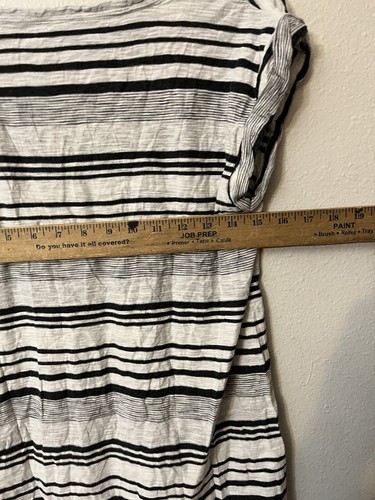 Gap 100% Cotton Blue Gray Striped V-Neck Pullover T-Shirt w/ Cap Sleeves Size M - Picture 4 of 5