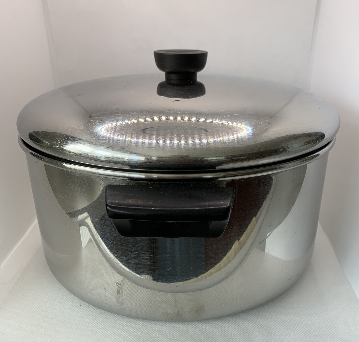 Revere Ware Dutch Oven 6 Qt USA 1801 Stainless Pot Aluminum Disc Bottom