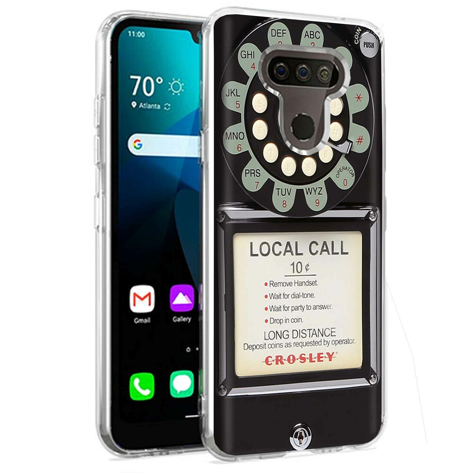 Phone Case for LG Harmony 4,Premier Pro Plus,K41, Retro Payphone Print
