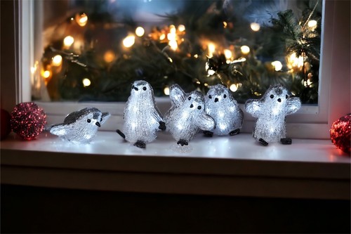 Penguin Light Up Scene 5pcs Mini Christmas Decoration LED 3D Indoor Outdoor Xmas - Picture 5 of 5