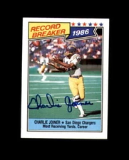 Charlie Joiner Hand Signed 1987 Topps 1986 Record Breaker San Diego Chargers Aut
