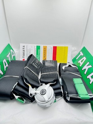TAKATA RACE 4 POINTS SNAP ON 3  RACING SEAT BELT HARNESS WITH CAMLOCK BLACK