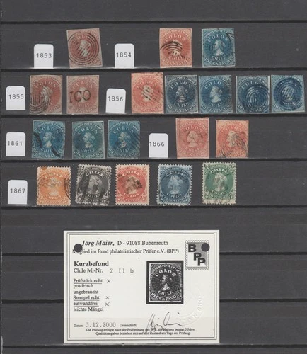 Chile Collection of Early issues with certificate used