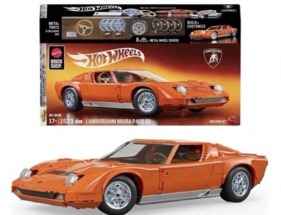 Hot Wheels Premium Mattel Brick Shop Building Set 1/12 Lamborghini Miura P400 SV