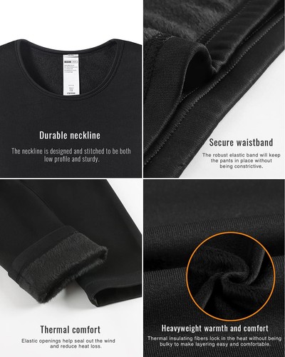 Women's Thermal Underwear Set Fleece Lined Long Johns Top Shirt & Bottom Soft... - Picture 5 of 7