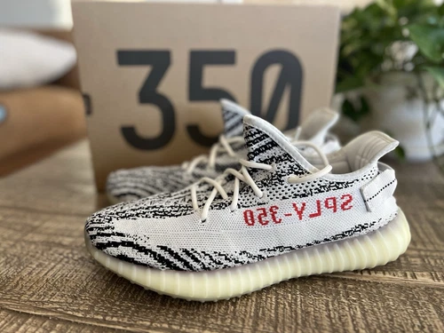 adidas Yeezy 350 V2 Zebra Boost White Core Black Red CP9654 Size 9.5