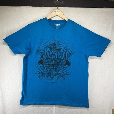 Quicksilver Slim Fit T Shirt Mens Large Blue Aloha Detailed Front Graphic Skull
