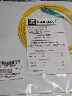 SCAPC 63 X/4 | RADIALL | Single-Mode Fiber Optic Patchcord | NOS | 1 pc
