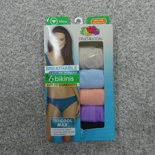 Fruit Of The Loom Underwear Womens 6 Medium Solid Bikinis Breathable 5 Pair