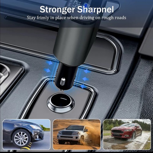 Retractable Car Charger 4-in-1 Fast Phone Charger Dual Port w/ USB Type C Cable - 第 4/7 張圖片