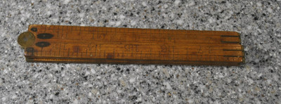 Vintage 24'' STANLEY No. 68 Boxwood & Brass Folding Rule - Vertical Scales