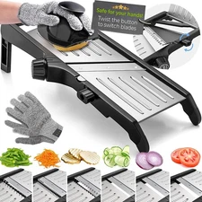 Gramercy Adjustable Mandoline Slicer for Kitchen, Waffle (Black) 