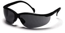 Pyramex Venture 2 Safety Glasses w/Black Frame & Gray Anti-Fog Lens w/Cloth Case
