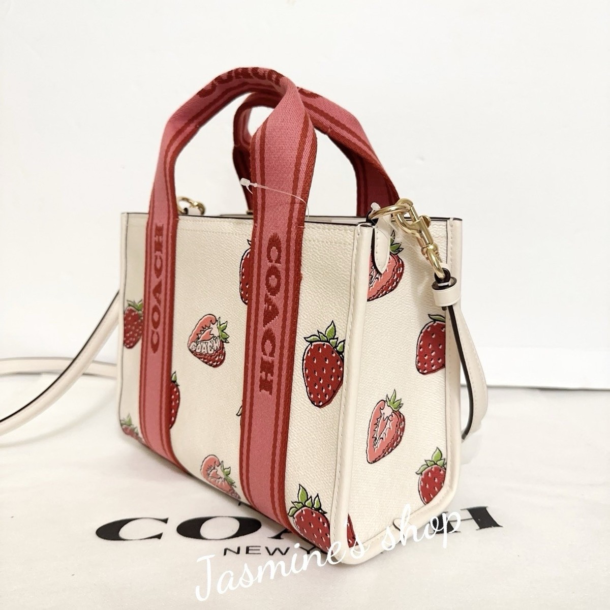 NWT Coach Smith Tote 24 Bag Strawberry Pink Red White
