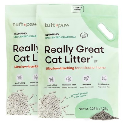 Tuft & Paw Really Great Cat Litter, Low Tracking Tofu Cat Litter, Clumping, F...