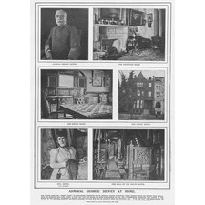 US Admiral George Dewey at Home in Washington - Antique Print 1900