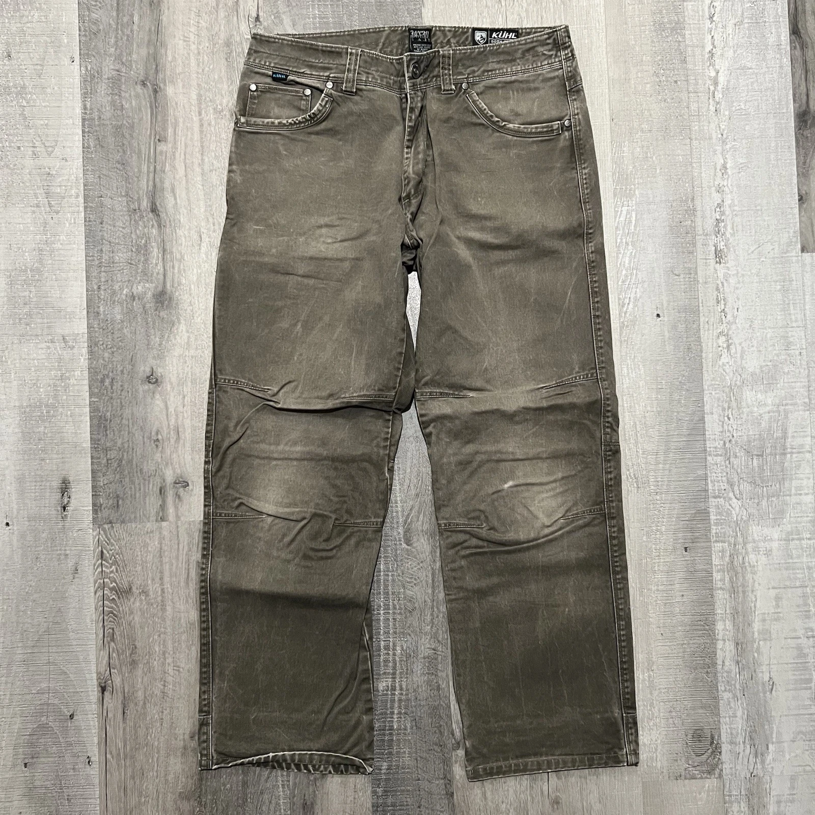 KUHL Rydr Vintage Patina Dye Canvas Hiking Pants Mens Beige Outdoors Trekking 34