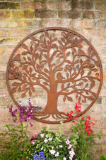 Garden Wall Art Bird & Tree Round Steel Plaque with a Rust Finish (1m Diameter)