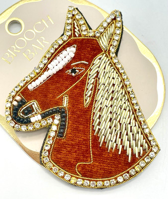 Anthropologie Beaded Brooch Embellished Horse Lover's  Pin NWT