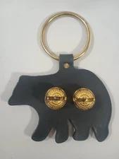 Black Bear Door Chimes Leather Brass Hand Crafted By New England Bells FAST Ship