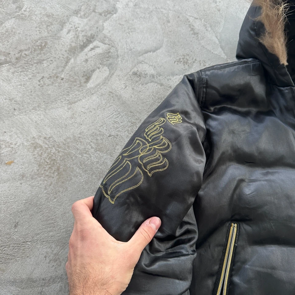 复古 Y2K Rocawear 夹克女式黑色 Puffer 羽绒裁剪 M 码 — 第 3/4 张图片