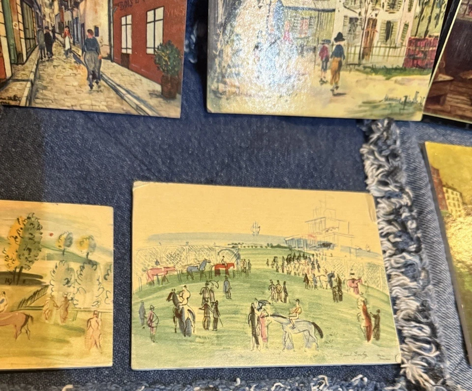 Vintage Utrillo & Dufy Pequenas Estampas de Arte Itália França Galeria Arte de Parede - Imagem 4 de 4