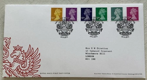GB QEII 2015 Machin New High Values Royal Mail FDC Windsor Coat Of Arms SHS