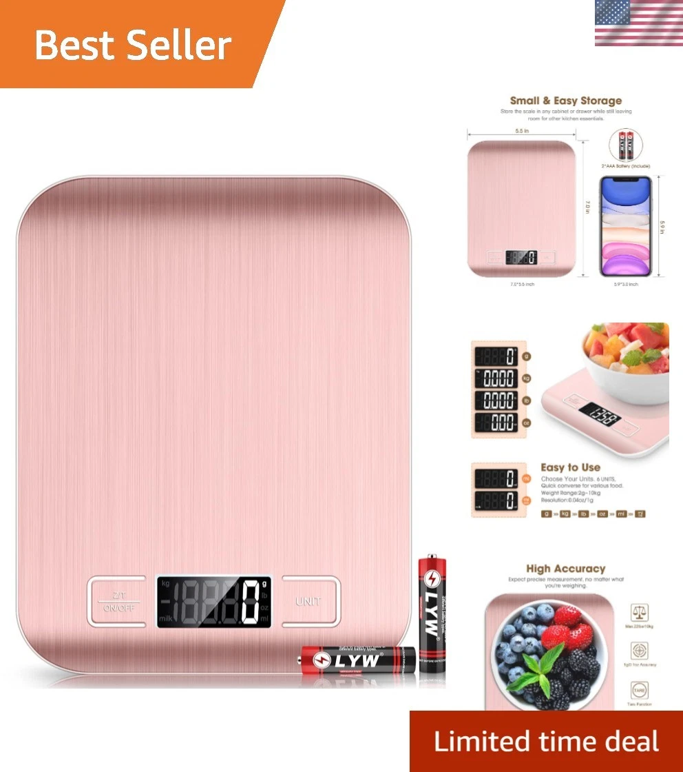 Food Scale Pink, 10kg/22lb Digital Kitchen Scale Weight Grams and Oz for Baki...